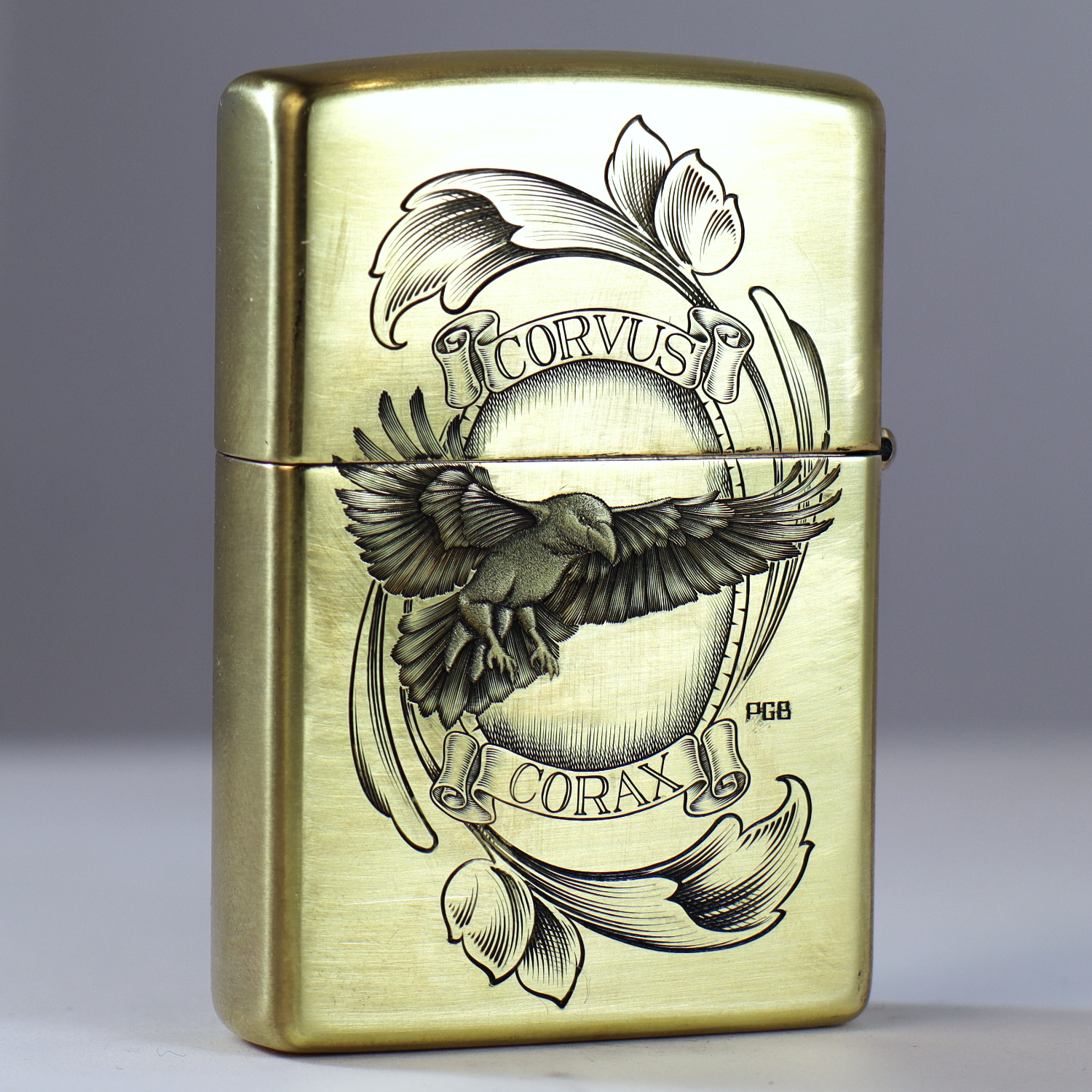 Bulino Engraved Raven Zippo Lighter | Custom Fine Metalwork and